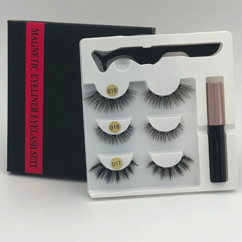 3 Pairs Magnetic Eyelashes and Eyeliner Kit