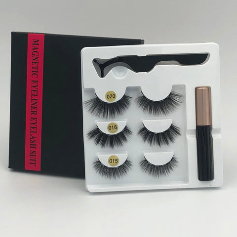 3 Pairs Magnetic Eyelashes and Eyeliner Kit