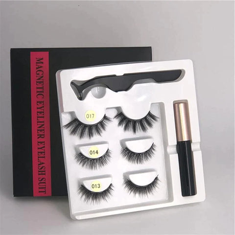 3 Pairs Magnetic Eyelashes and Eyeliner Kit