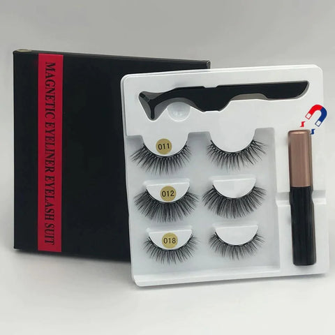 3 Pairs Magnetic Eyelashes and Eyeliner Kit