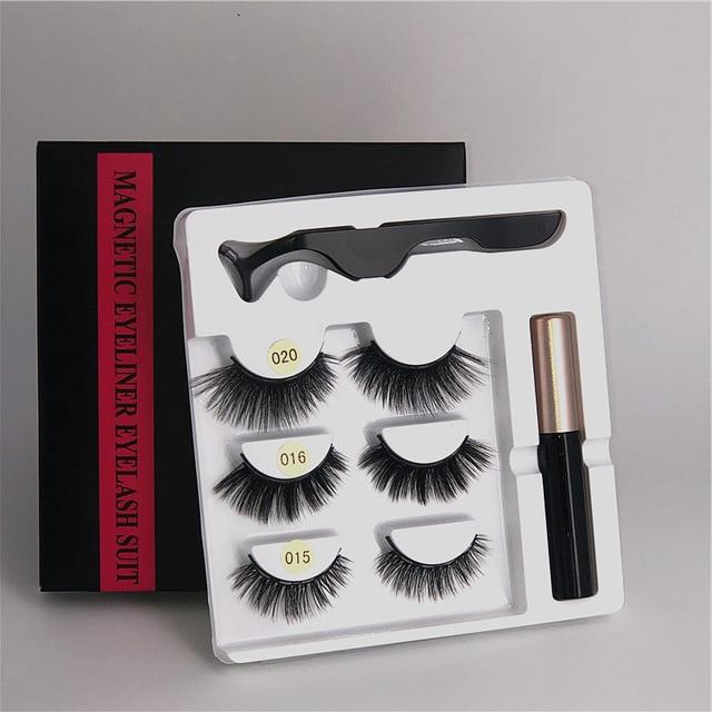 3 Pairs Magnetic Eyelashes and Eyeliner Kit Eyelashes EvoFine 5C-15-16-20 