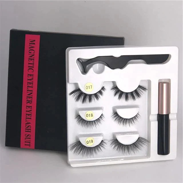 3 Pairs Magnetic Eyelashes and Eyeliner Kit Eyelashes EvoFine 5C-17-18-19 