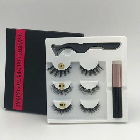 3 Pairs Magnetic Eyelashes and Eyeliner Kit