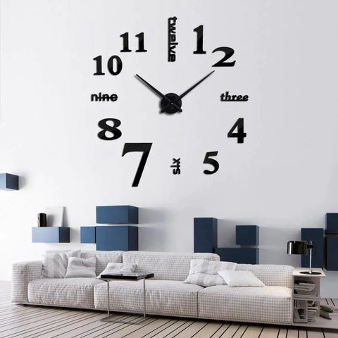 Large Modern 3D Wall Clock Modern Frameless Wall Clock