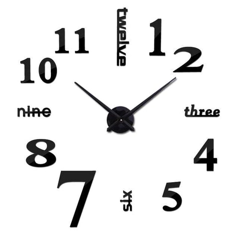 3D Big Wall Clock Evofine Black 47inch 