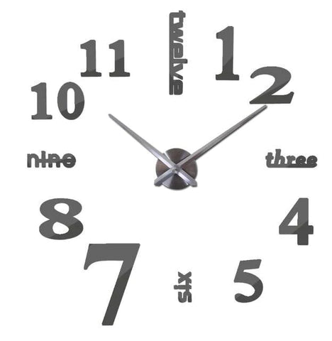 3D Big Wall Clock Evofine Dark Gray 47inch 