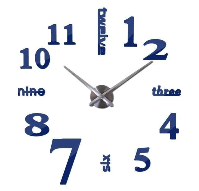 3D Big Wall Clock Evofine Deep Blue 47inch 