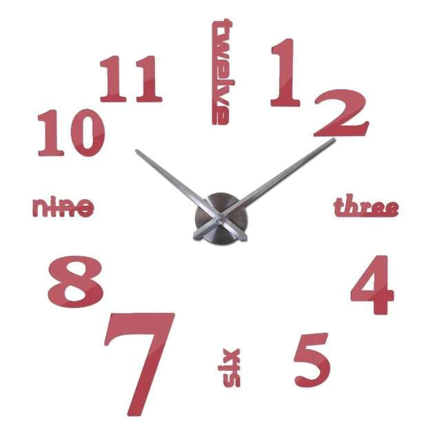 3D Big Wall Clock Evofine Red 47inch 