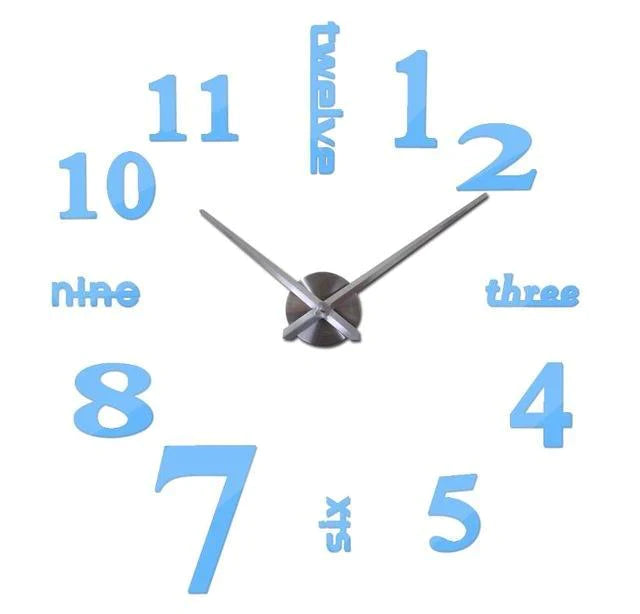 3D Big Wall Clock Evofine Sky Blue 47inch 