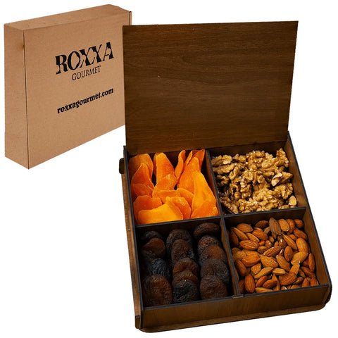 4 Variety  Nuts & Dried Fruit  Wooden Gift Box