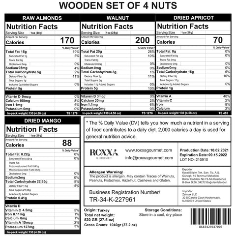 4 Variety  Nuts & Dried Fruit  Wooden Gift Box