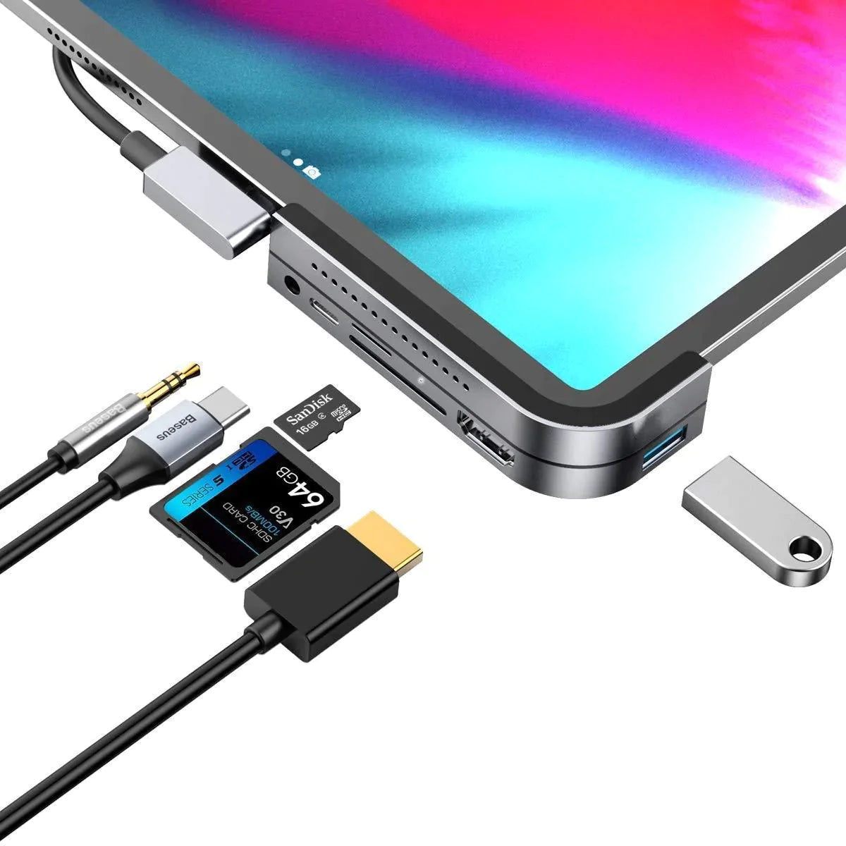 6 in 1 USB C HUB for Type C Devices