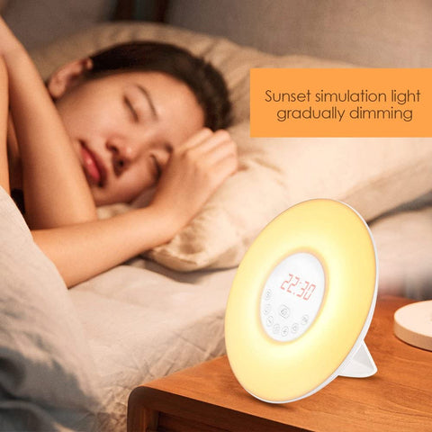 Sunrise Alarm Clock, Smart Wake up 7 Colored Led Lights