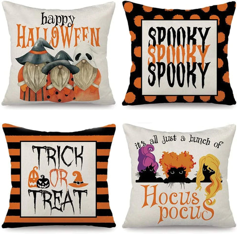 Halloween Pillow Covers 18x18 Set of 4 Trick