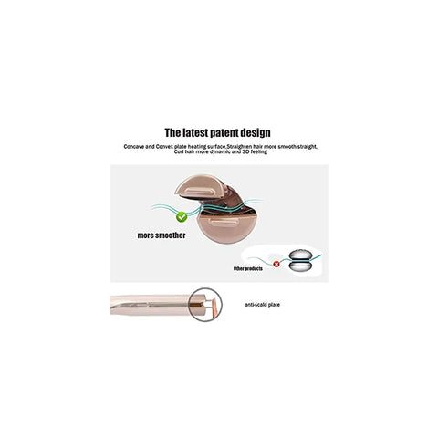 Iron Hair Straightener and Curling Ceramic- Gold