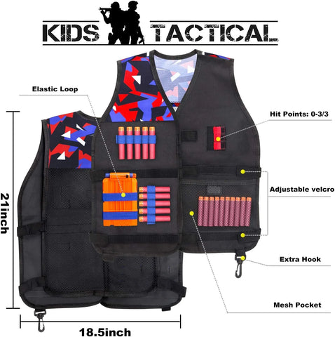 Kids Tactical Vest Kit 2 Pack Compatible with Nerf Guns