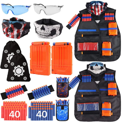 Kids Tactical Vest Kit 2 Pack Compatible with Nerf Guns