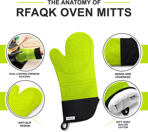 Oven Mitts and Pot Holders Heat Resistant Silicone Oven gloves