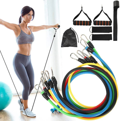 Resistance Bands Set, Exercise Bands with Door Anchor, Handles, Carry Bag