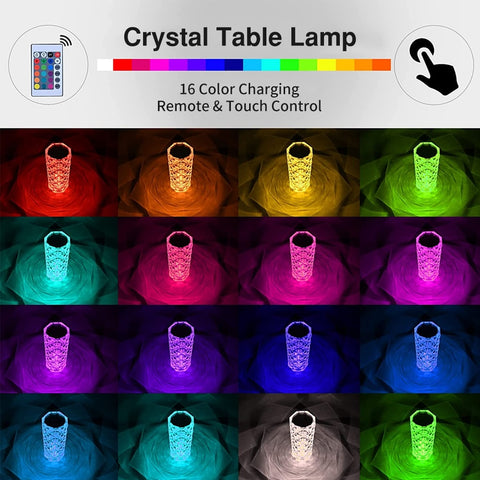 Touching Control Rose Crystal Lamp