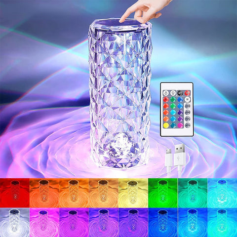 Touching Control Rose Crystal Lamp