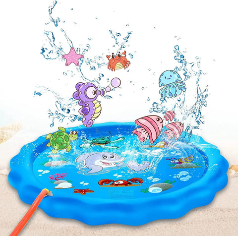 EvoFine 68" Inflatable Outdoor Water 3-in-1 Splash Pad Sprinkler for Kids