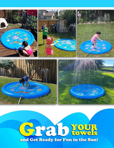 EvoFine 68" Inflatable Outdoor Water 3-in-1 Splash Pad Sprinkler for Kids