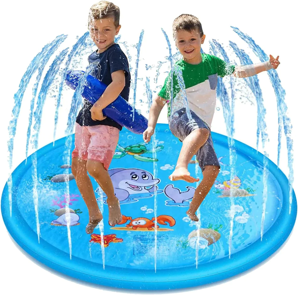 EvoFine 68" Inflatable Outdoor Water 3-in-1 Splash Pad Sprinkler for Kids