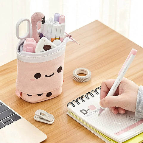 Standing Pencil Case Cute Telescopic Pen Holder Stationery Pouch