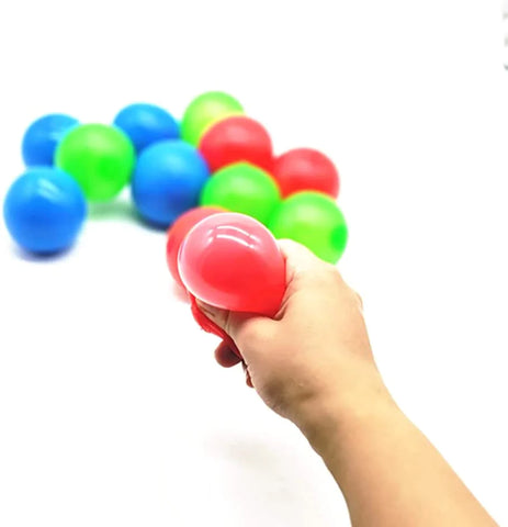Stick Stress Balls Toys, Globbles Sticky Balls, Colorful Baby Toy Balls -4 pack