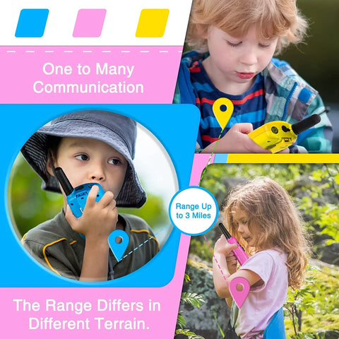 Walkie Talkies for Kids 3 Pack 3 Miles, 2 Way Radio Toys for Kids with Backlit LCD Flashlight