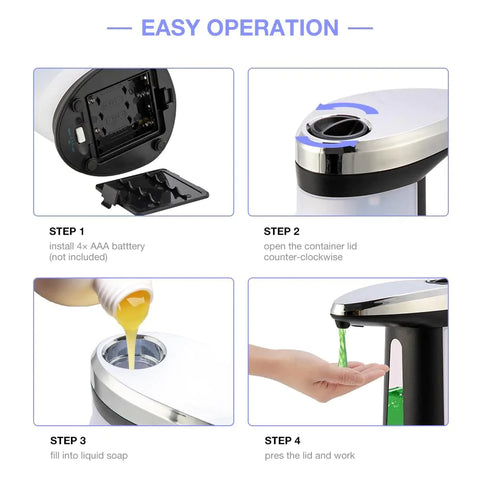 Automatic Soap Dispenser, Smart Sensor ABS Touch-Free Soap Dispenser 400Ml