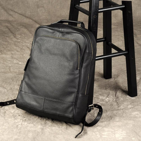 Black Genuine Leather Backpack