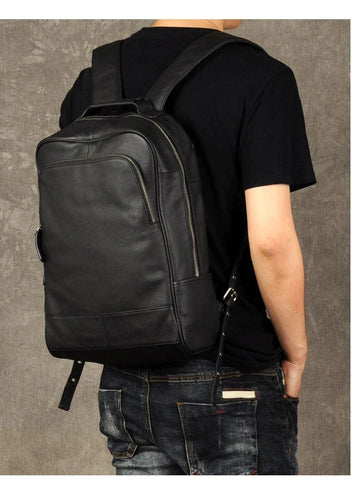 Black Genuine Leather Backpack