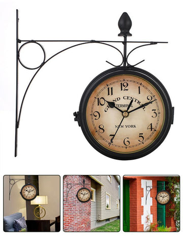 Bracket Mounted Outdoor Indoor Wall Clock For Home Garden