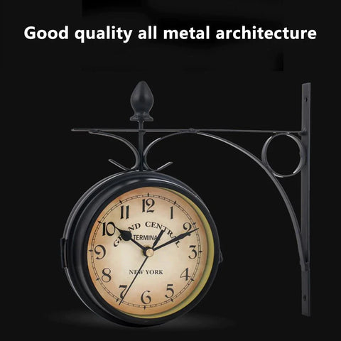 Bracket Mounted Outdoor Indoor Wall Clock For Home Garden