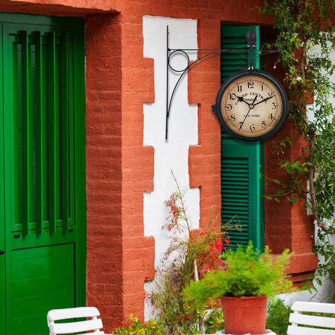 Bracket Mounted Outdoor Indoor Wall Clock For Home Garden