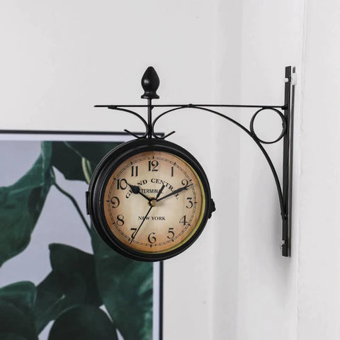 Bracket Mounted Outdoor Indoor Wall Clock For Home Garden