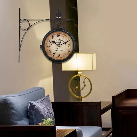 Bracket Mounted Outdoor Indoor Wall Clock For Home Garden
