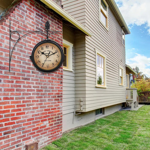 Bracket Mounted Outdoor Indoor Wall Clock For Home Garden