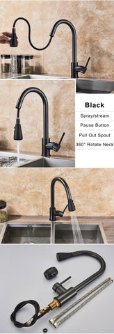 Brushed Nickel Kitchen Faucet with Pull Down Sprayer, Kitchen Sink Faucet Mixer Tap