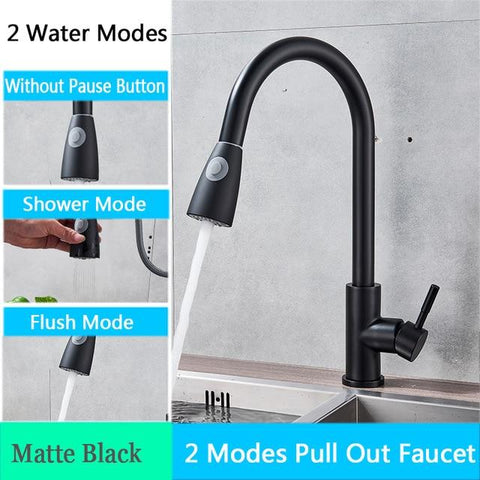 Brushed Nickel Kitchen Faucet with Pull Down Sprayer, Kitchen Sink Faucet Mixer Tap