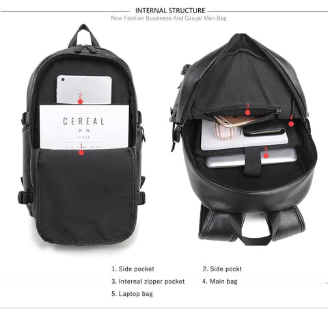 Casual Leather Laptop Backpack Fashionable Waterproof Design