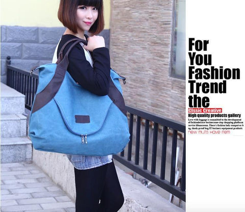 Casual Women's Canvas Leather Shoulder Handbag