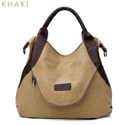 Casual Women's Canvas Leather Shoulder Handbag