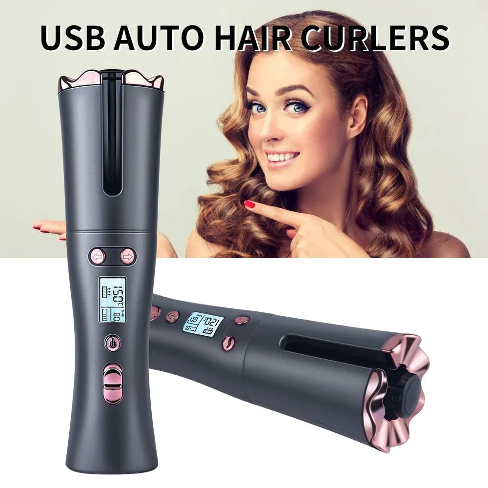 Cordless Hair Curler, Automatic Curling Iron with 6 Adjustable Temperature Curling Iron EvoFine 