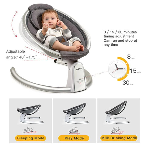 EvoFine Baby Swing for Infants, Electric Baby Bouncers with Bluetooth and Five Gear