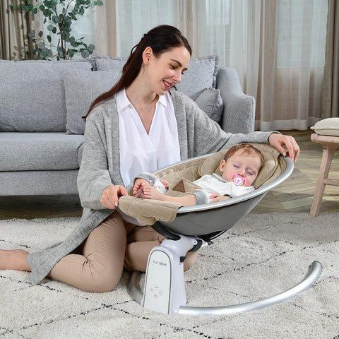 EvoFine Baby Swing for Infants, Electric Baby Bouncers with Bluetooth and Five Gear