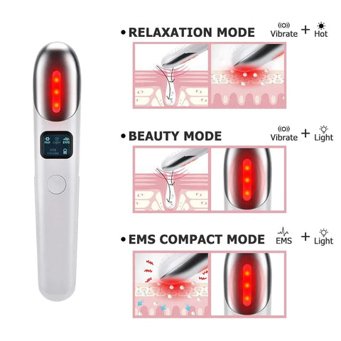 Eye Massager Wand Heat & Sonic Vibration for Dark Circles