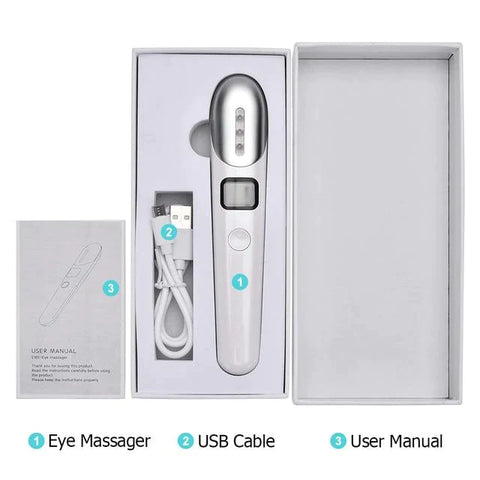 Eye Massager Wand Heat & Sonic Vibration for Dark Circles, Puffiness and Eye Fatigue Eye massager EvoFine Gray 